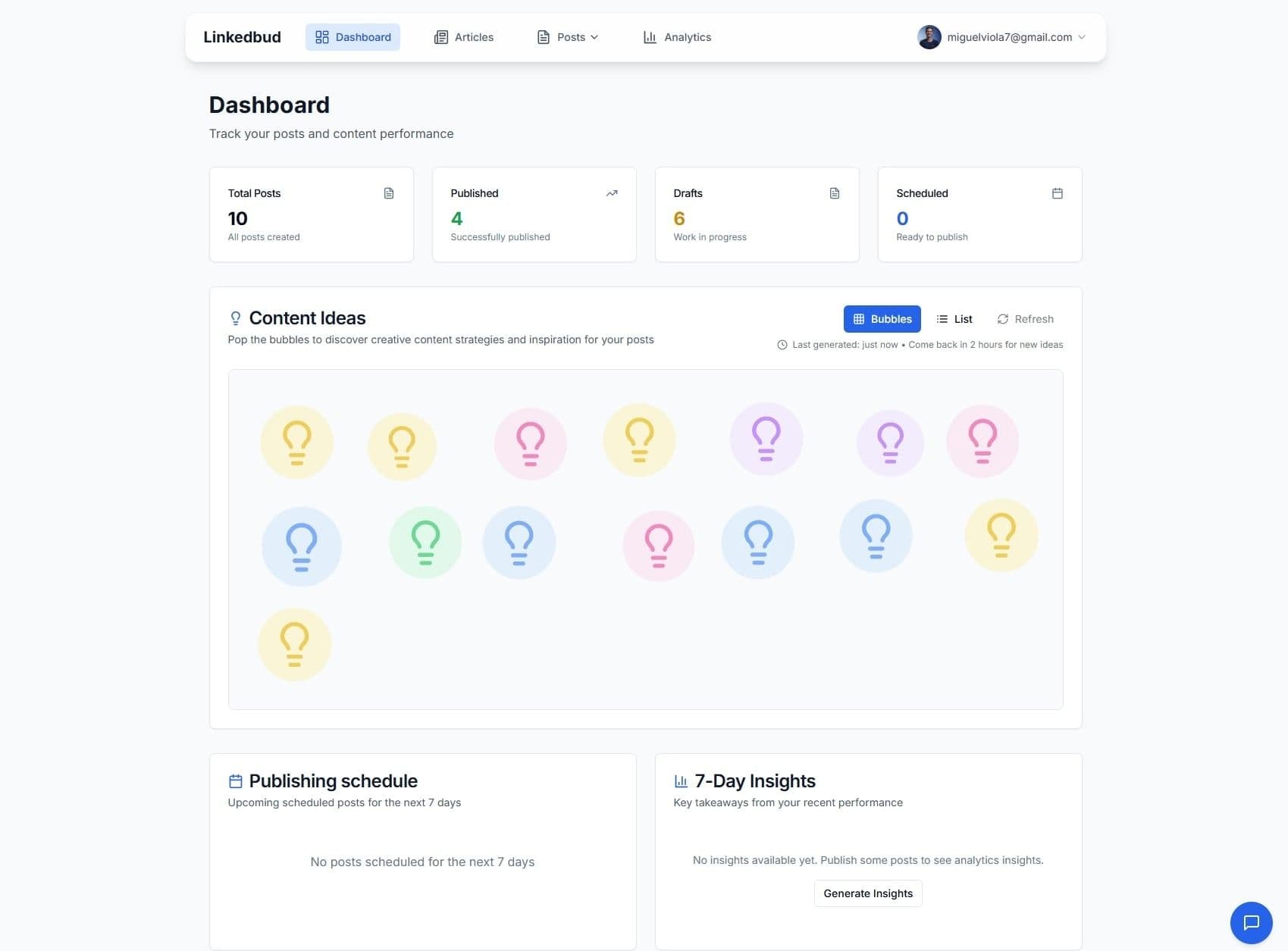 Linkedbud dashboard